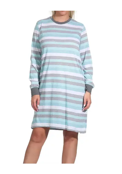 Norman badstof dames nachthemd lange mouw - Waves Norman badstof dames nachthemd lange mouw - Waves