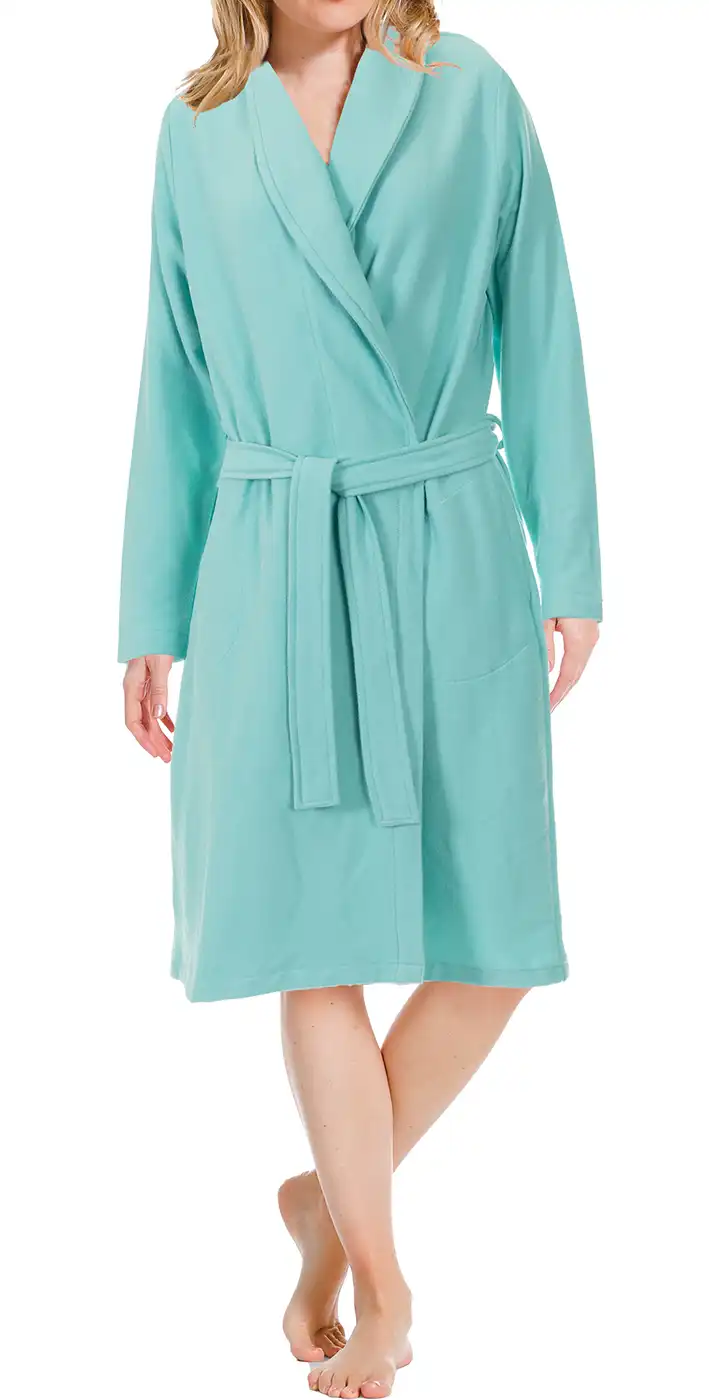 Pastunette - Dames Badjas met bamboe - Aqua - Bamboe ochtendjas