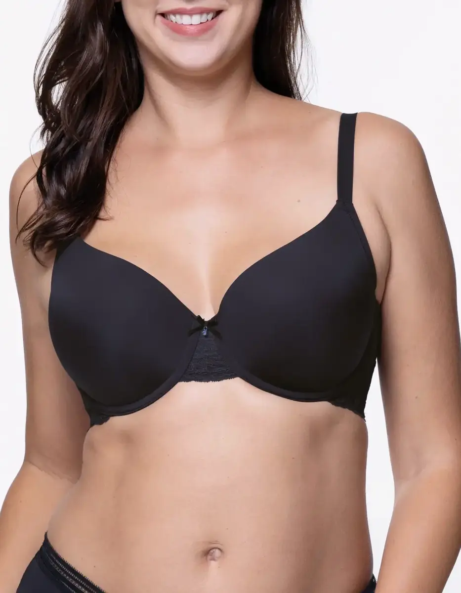Dorina beugel BH  Adele - T-shirt BH met vulling - Gevulde bh met gladde cups - Wit - Zwart