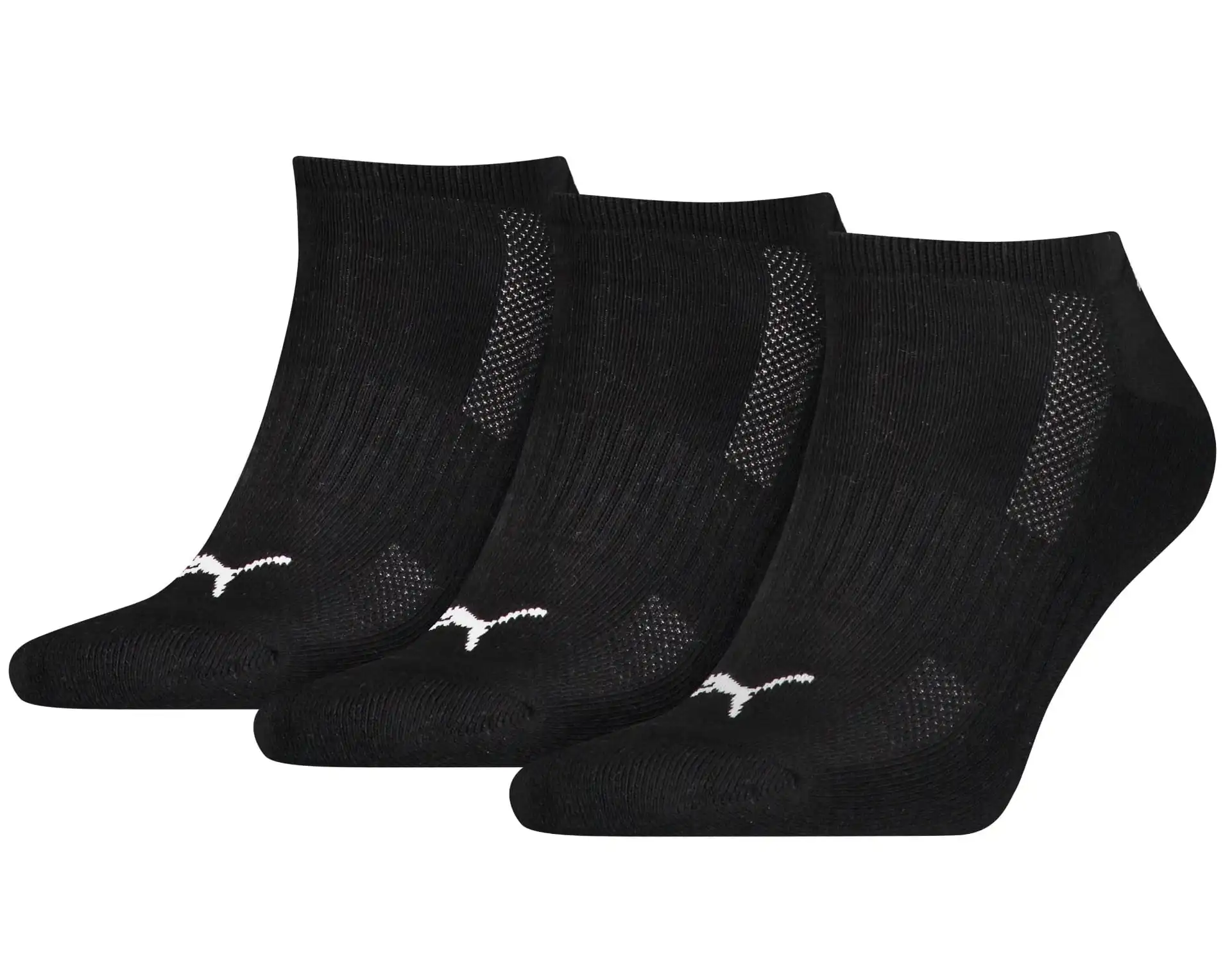 Puma 3-Paar Sneaker sokken met zachte badstof zool - Ademend mesh gedeelte - Elastisch katoen- Wit - Zwart - Grijs