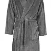 Paul Hopkins heren Fleece Badjas - Fluffy Grey - Ochtendjas maat S