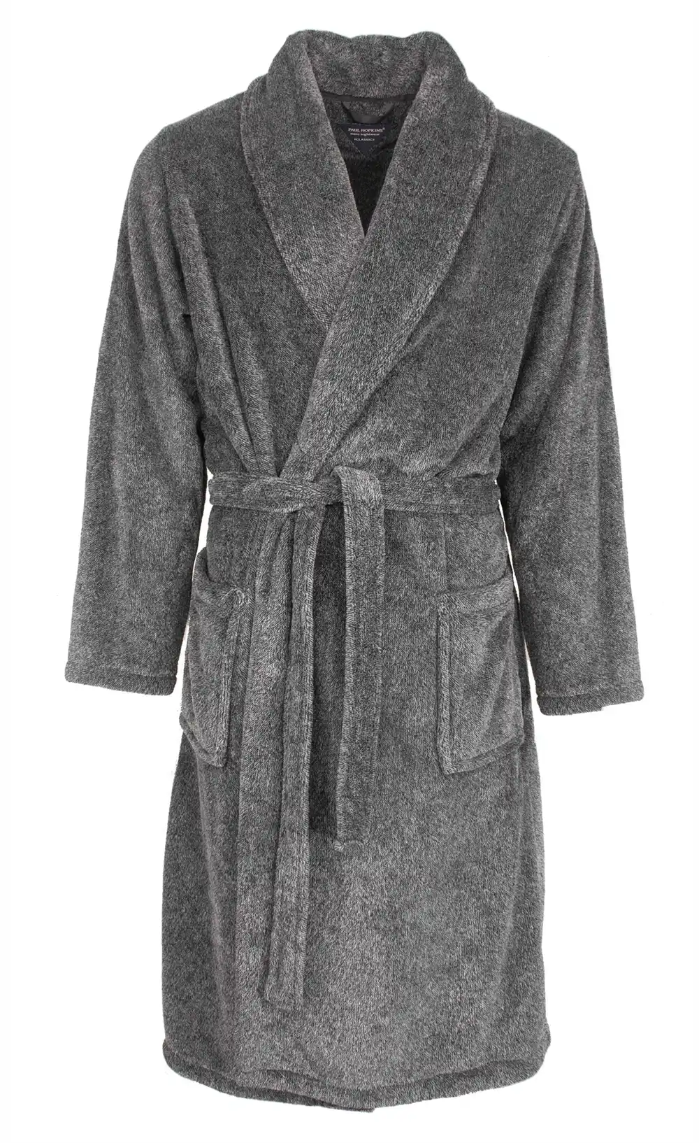 Paul Hopkins heren Fleece Badjas - Fluffy Grey - Ochtendjas maat S