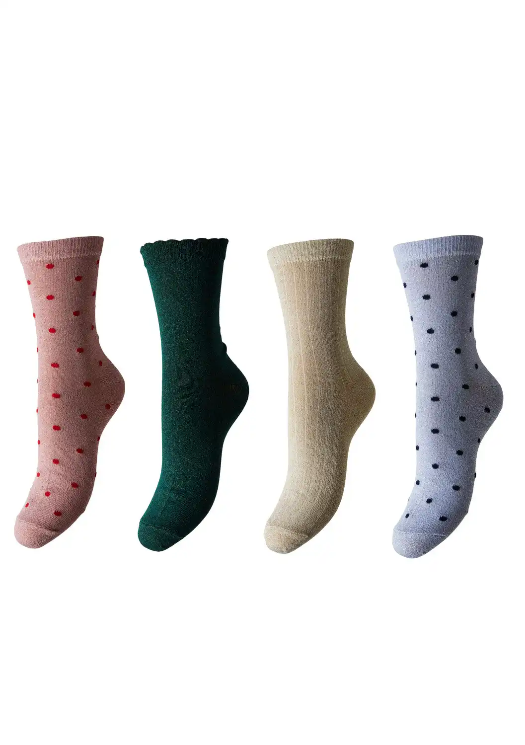 Pieces 4-paar dames sokken - Dots - Botanical garden - Katoenen lurex sokken