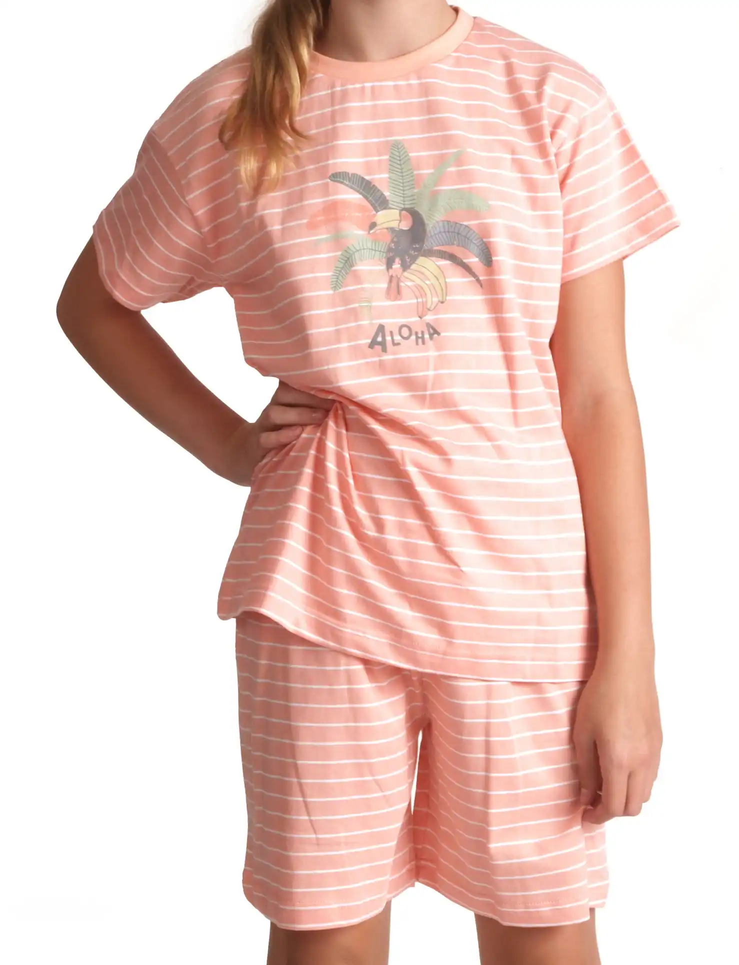 Cocodream meisjes shortama - Aloha - Goedkope meisjes nachtkleding - Pyjama korte broek - 100% katoen