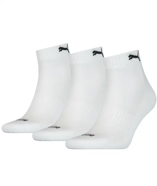 Puma 3-paar Quarter sokken - Badstof zool - Quarter katoenen sokken voor dames en heren in het wit, zwart, grijs en donkerblauw Puma 3-paar Quarter sokken - Badstof zool - Quarter katoenen sokken voor dames en heren in het wit, zwart, grijs en donkerblauw