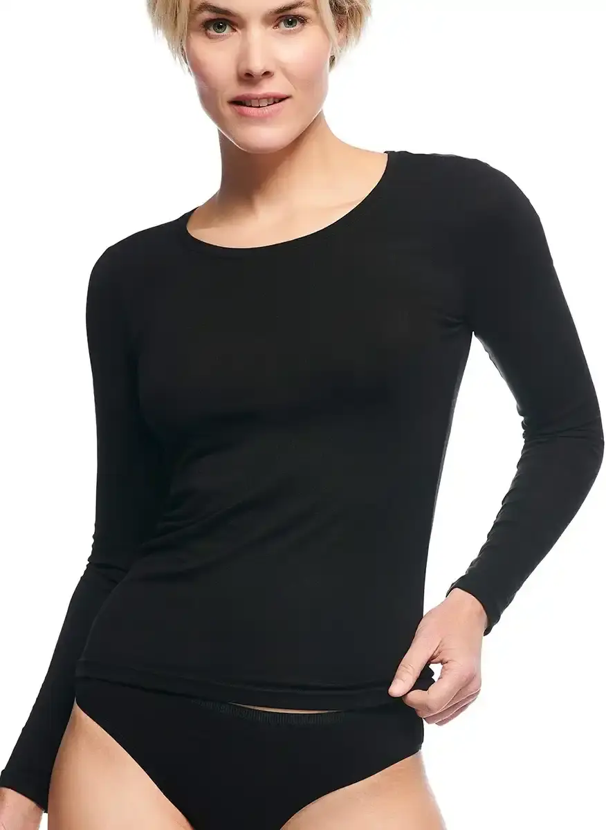 Bamboo Basics 2-pak shirts dames - Lange Mouw - Lara - Bamboe vrouwen ondershirt ronde hals