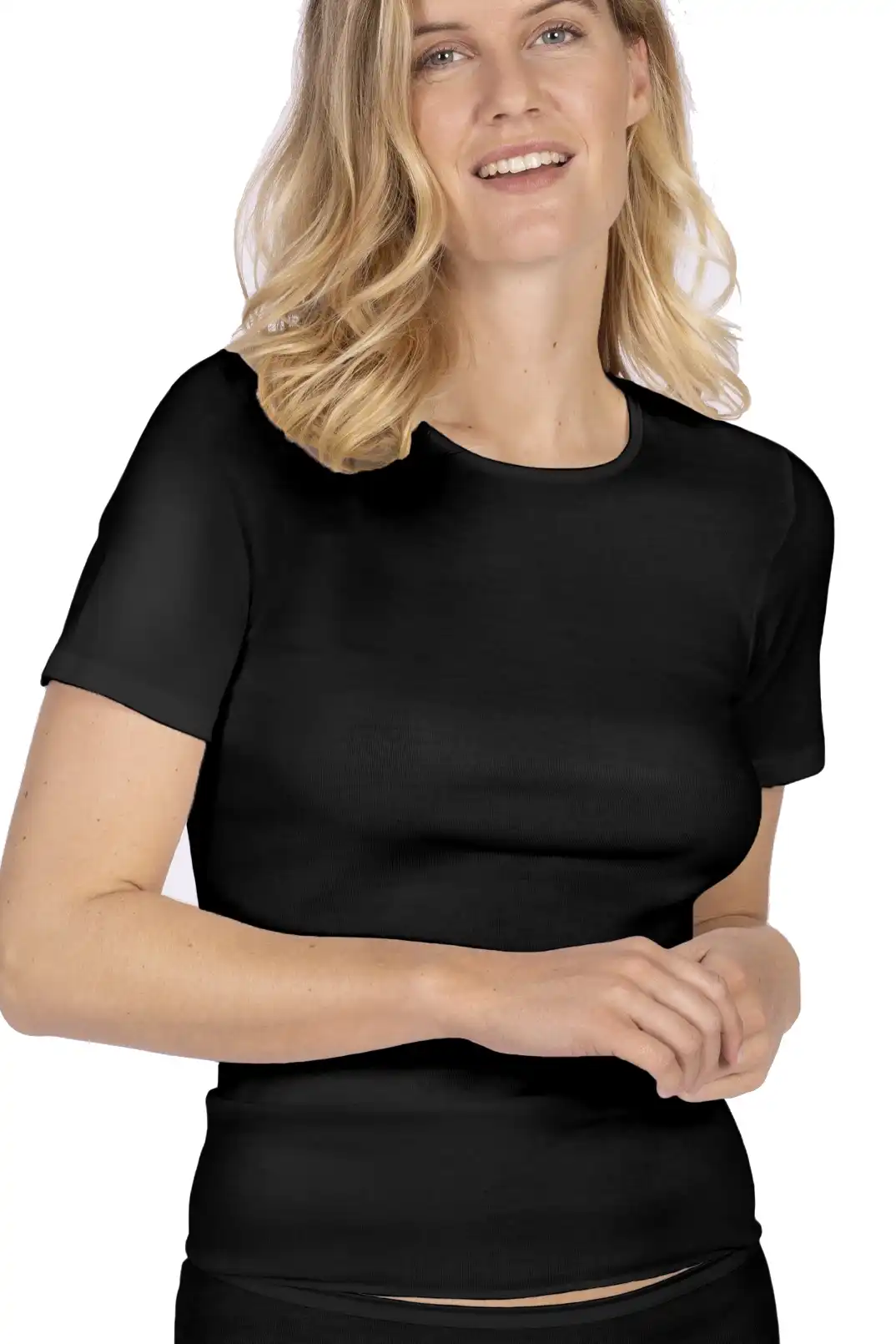 Nina von C dames T-shirt biologisch katoen zwart - Duurzaam Vrouwen ondershirt korte mouwen - Ronde hals