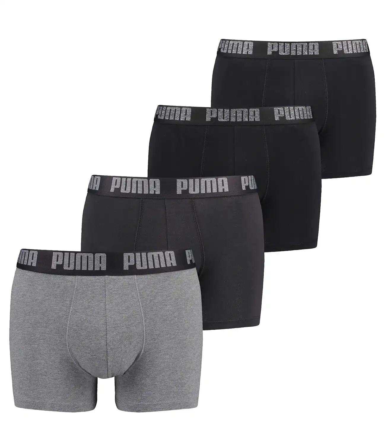 Puma 4-pack Heren Boxershort - Black / Grey - Katoenen donkere heren onderbroeken