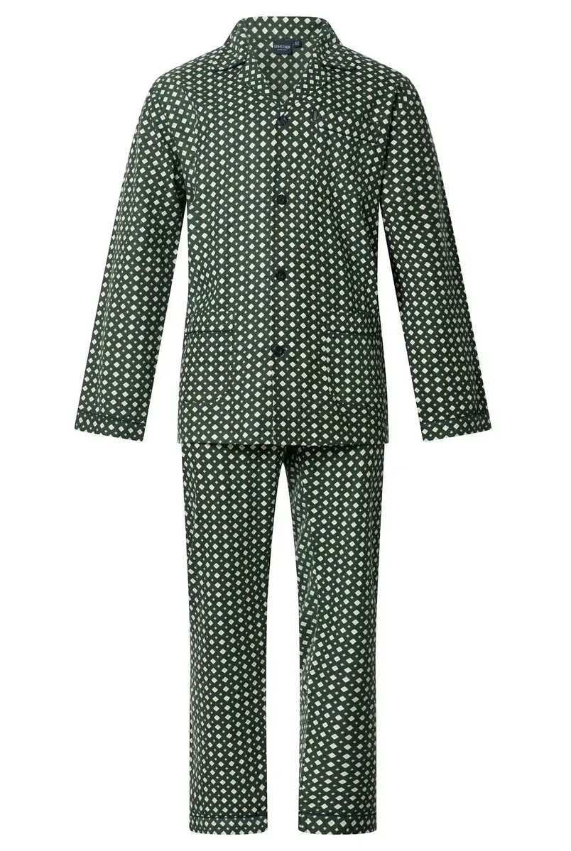 Gentlemen flanellen heren pyjama - 9442 - Groen - 100% katoen - Warme pyjama