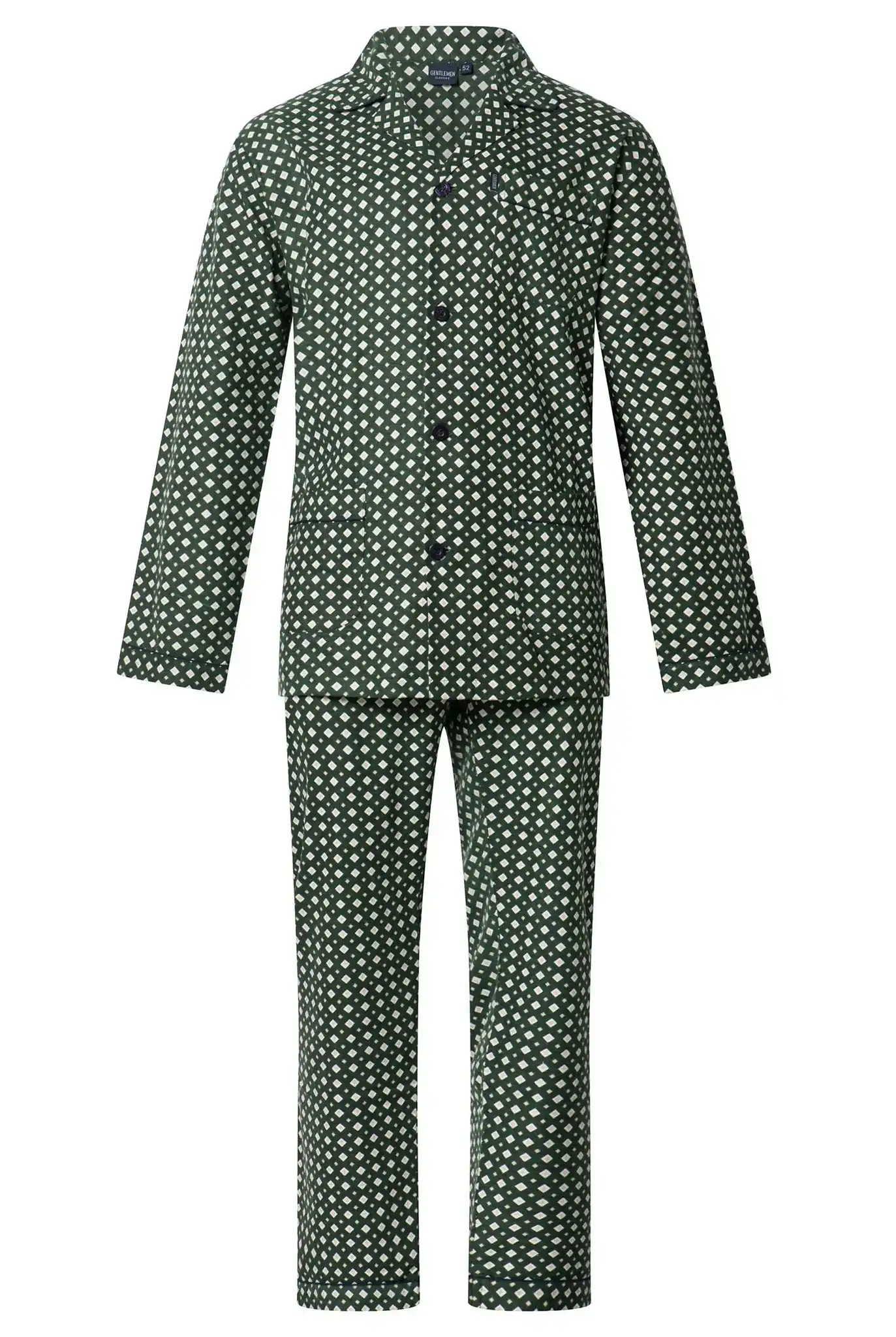 Gentlemen flanellen heren pyjama - 9442 - Groen