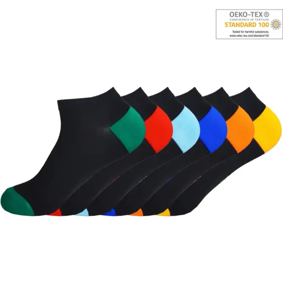 Gianvaglia 6-paar sneaker sokken - Coloured - Multipack enkelsokken zwart voor dames en heren - Elastisch katoen