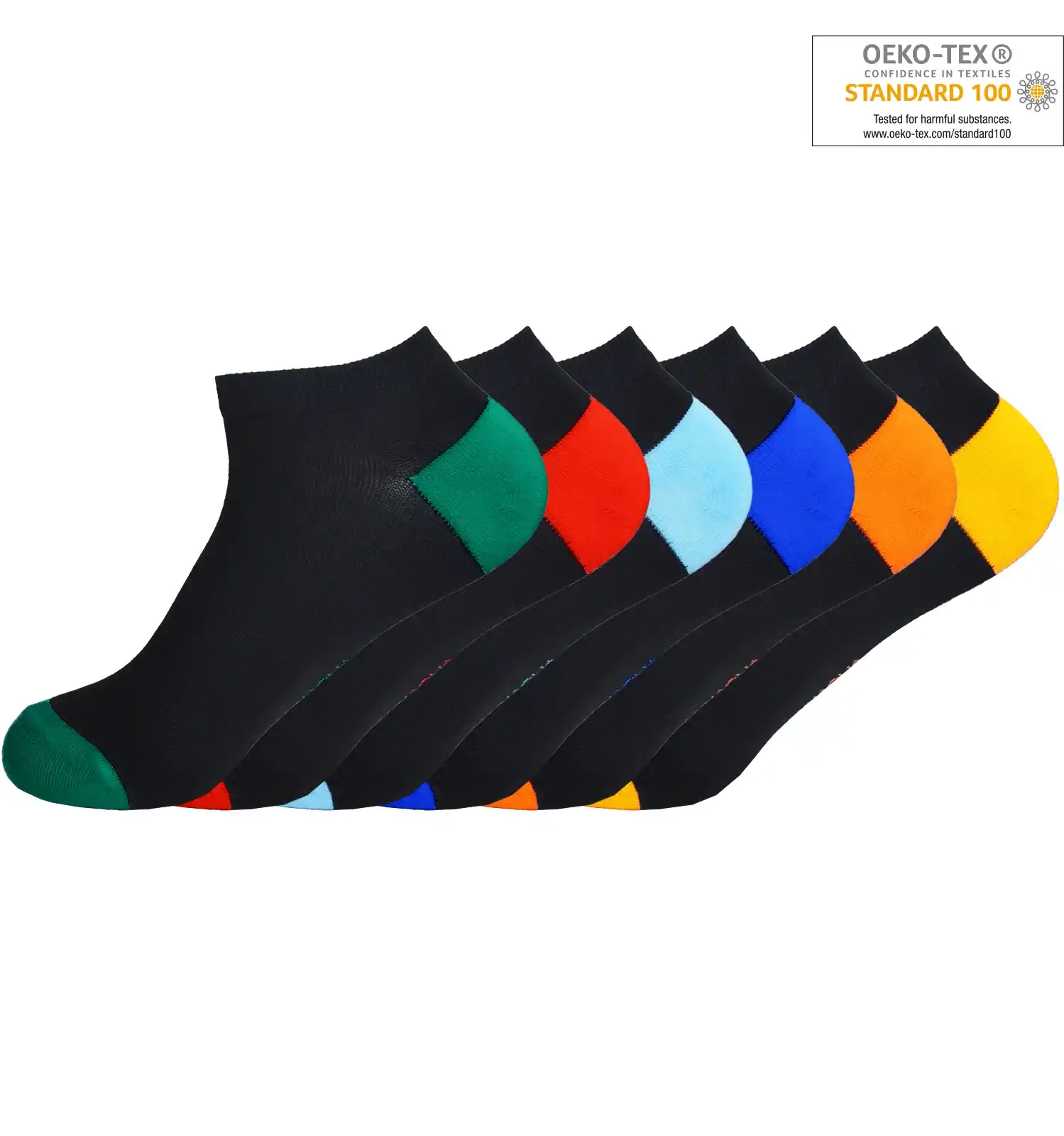Gianvaglia 6-paar sneaker sokken - Coloured - Multipack enkelsokken zwart voor dames en heren - Elastisch katoen