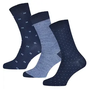 Gianvaglia Deluxe 3-paar heren sokken - Blauwe katoenen heren hoge sokken