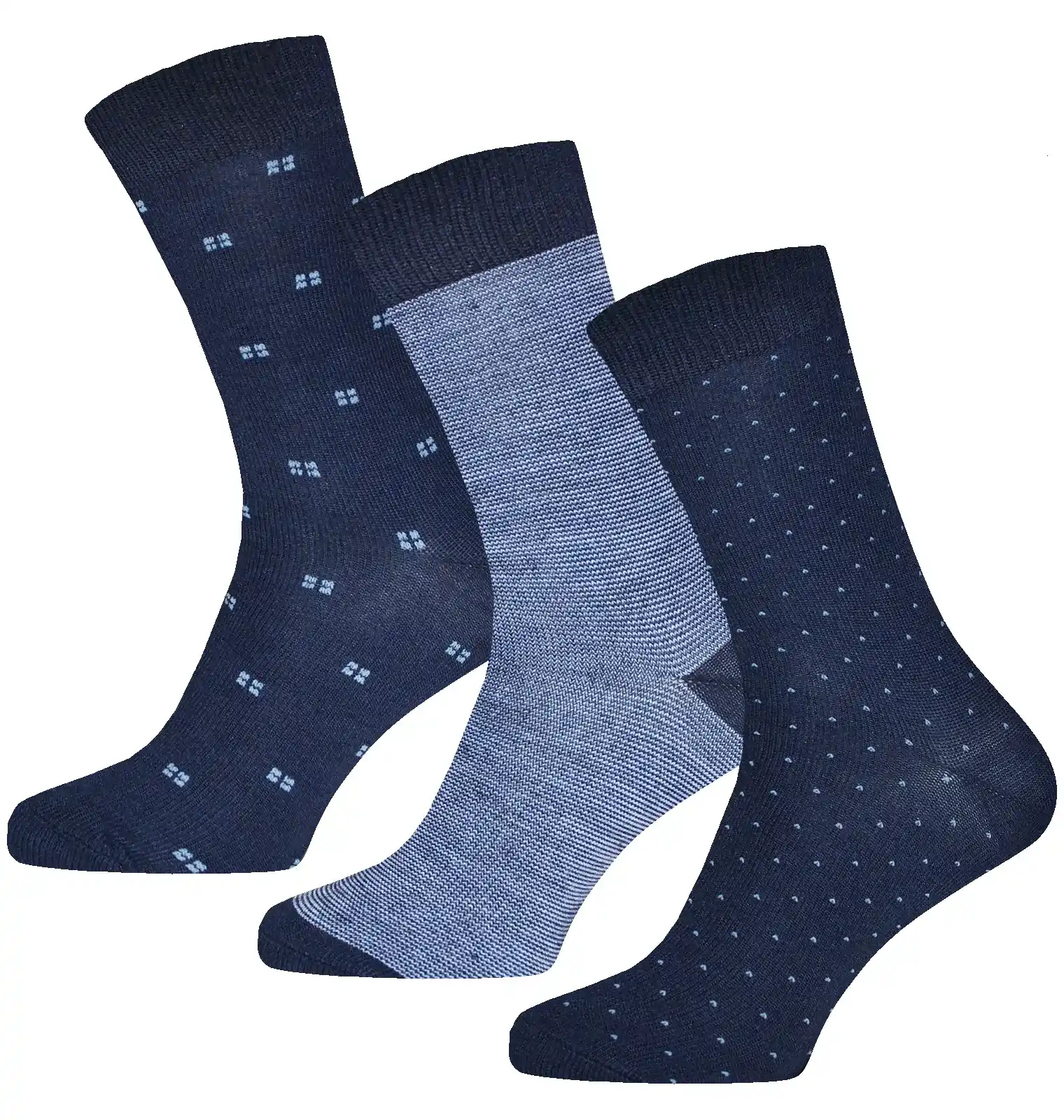 Gianvaglia Deluxe 3-paar heren sokken - Blauwe katoenen heren hoge sokken