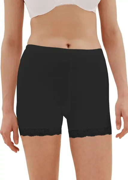 Fine Woman dames boxershort met kort pijpje - Elastisch katoenen kanten onderbroek