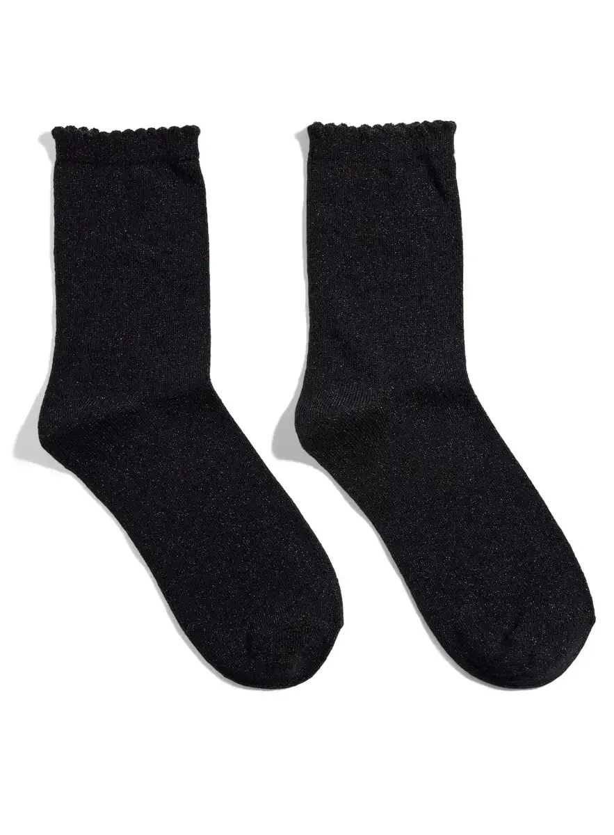 Pieces dames sokken 1-pack - Glitter - Katoenen Lurex sokken - Glitter