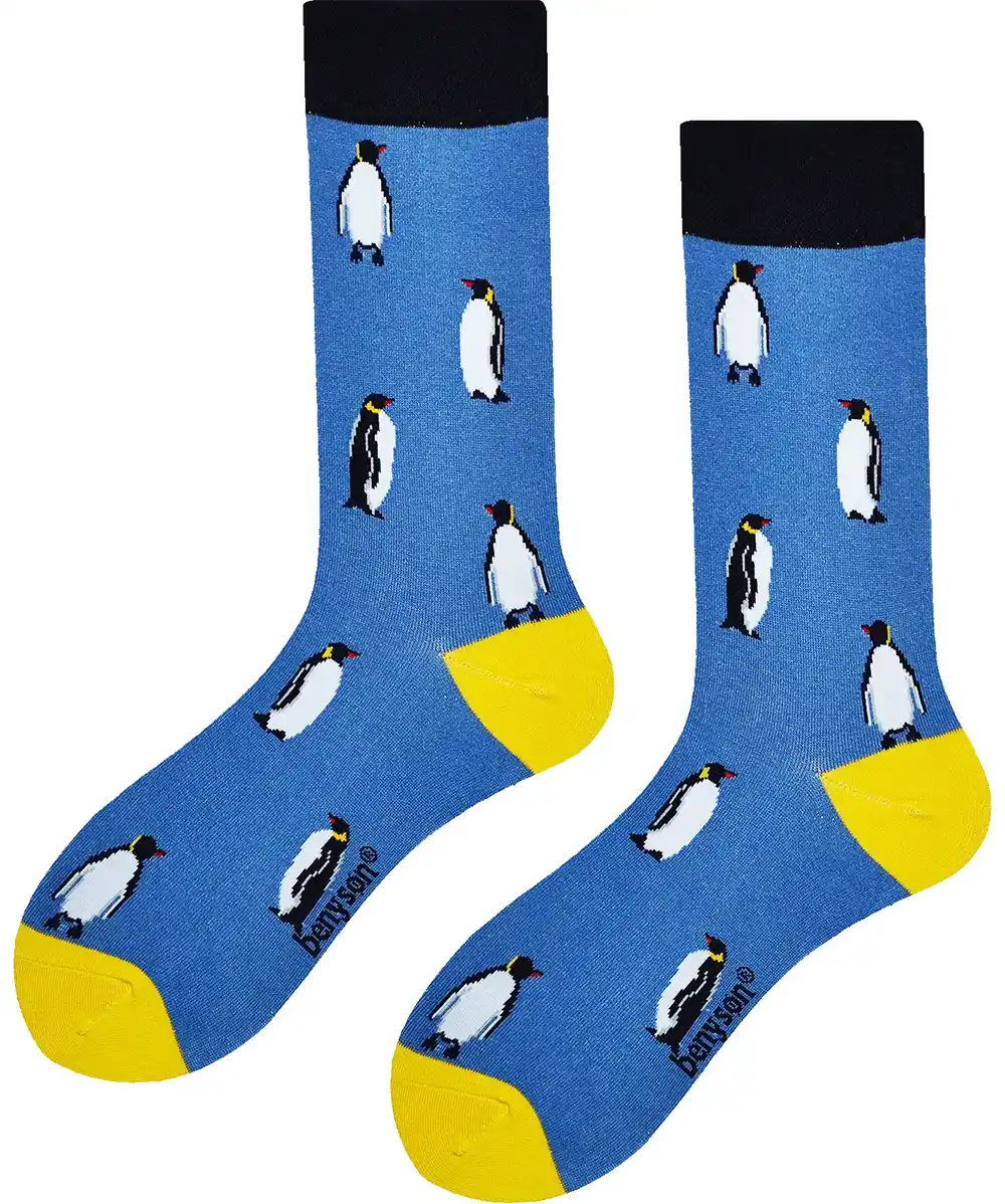 Benyson Sokken Pinguin - Organisch katoen 1- Paar - Vrolijke katoenen sokken met leuke en grappige print - Dames - Heren