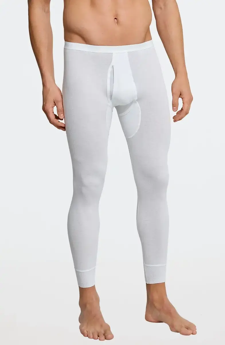 Schiesser lange onderbroek heren - Feinrip met gulp - 100% katoenen heren pantalon met sluiting