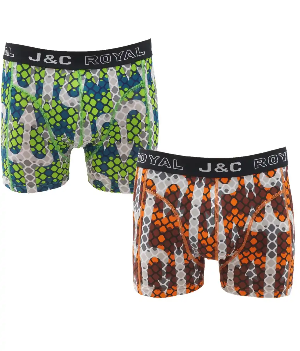 J&C heren boxershort 2-pak Arrow - 247 - groen/oranje - katoenen heren onderbroeken