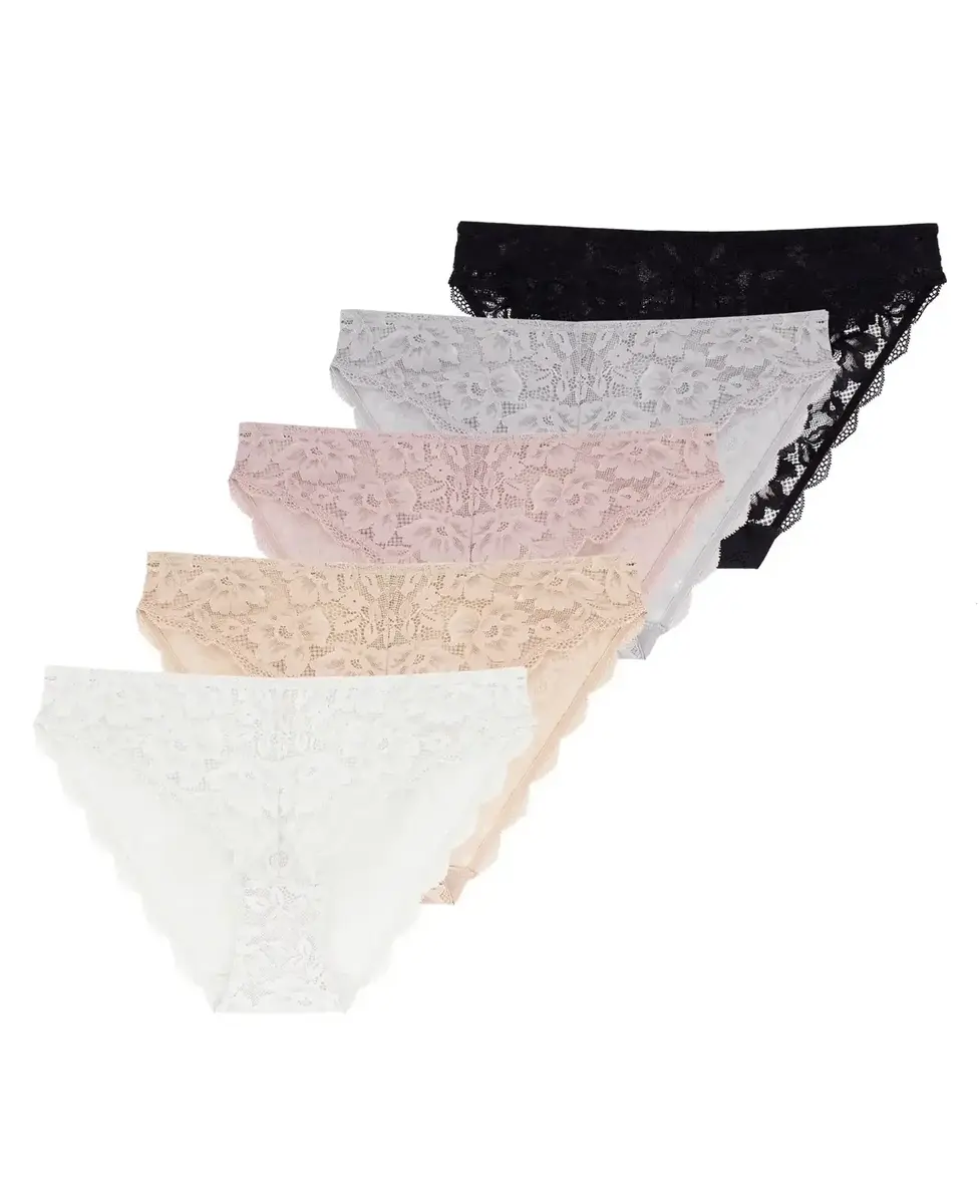 Dorina 5-pack - dames onderbroeken brief slip dames kant - Myla - Kanten dames heupslips microfiber