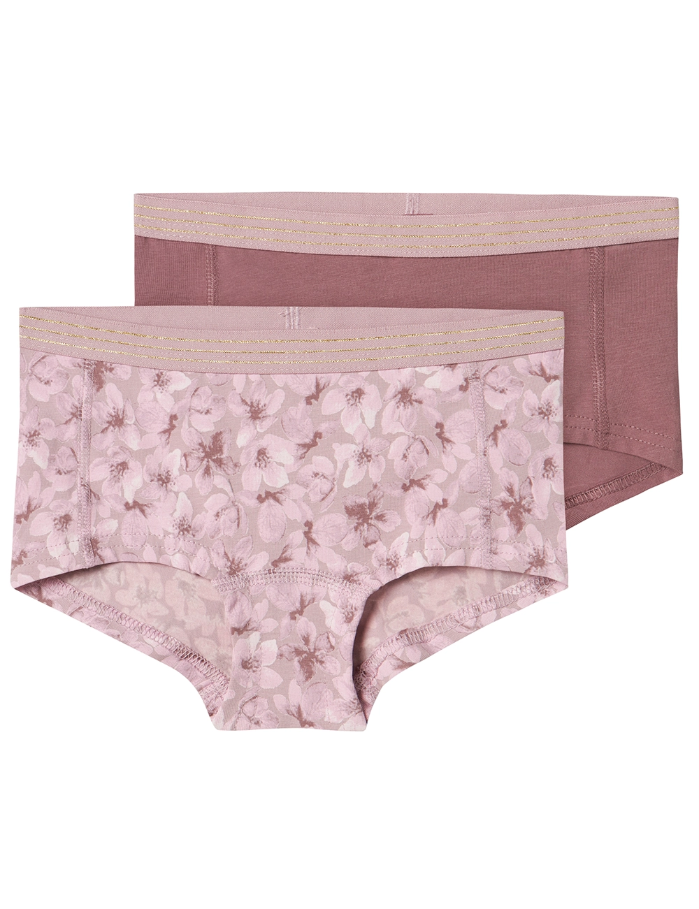 Name it meisjes hipster 2-pak - Mauve Flower - Roze katoenen meisjes onderbroeken