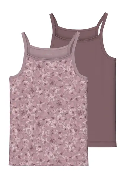 Name it 2-pak meisjes hemdjes - Mauve Flower Name it 2-pak meisjes hemdjes - Mauve Flower