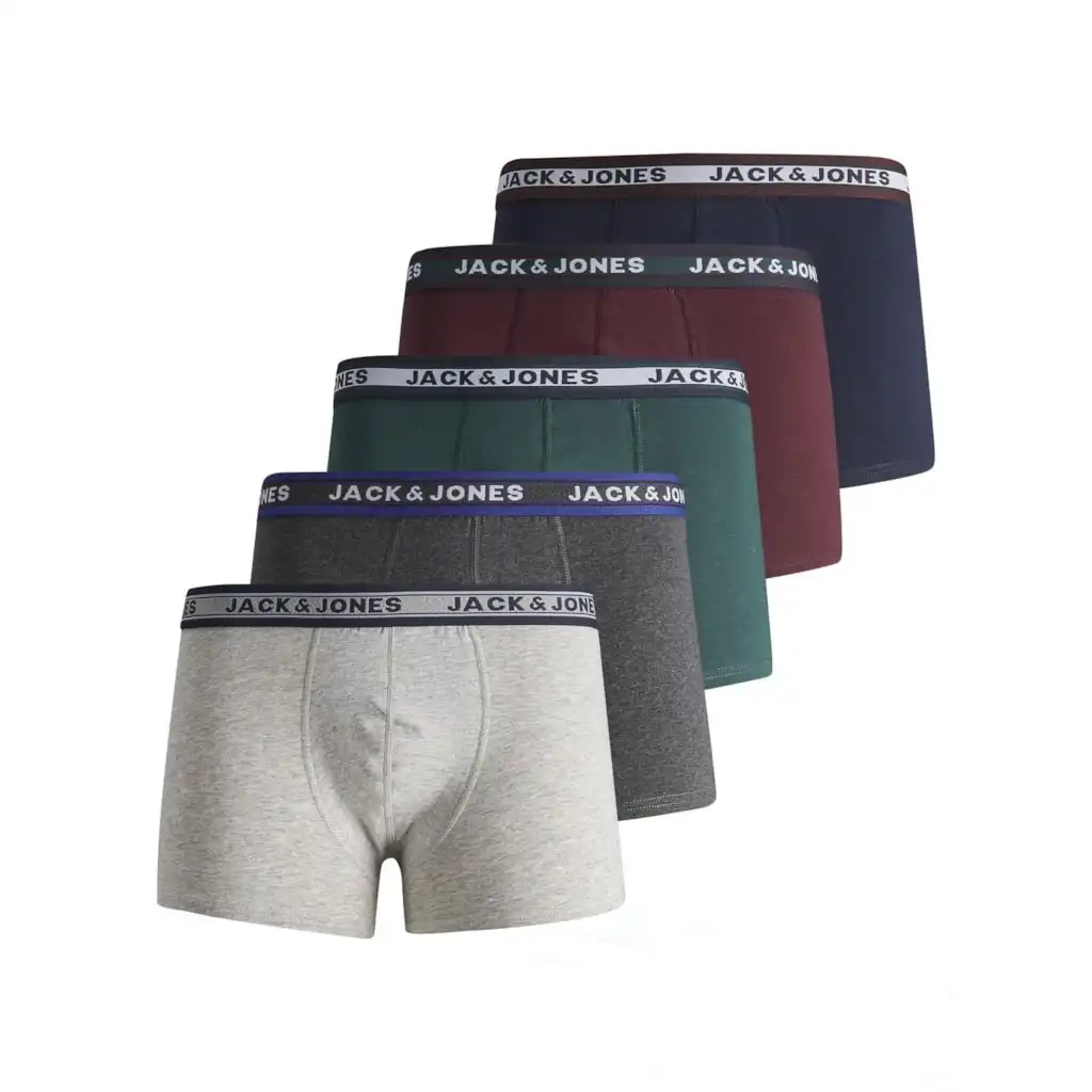 Jack & Jones 5-pack jongens boxershorts - Sea Moss - Multipack katoenen jongens onderbroeken