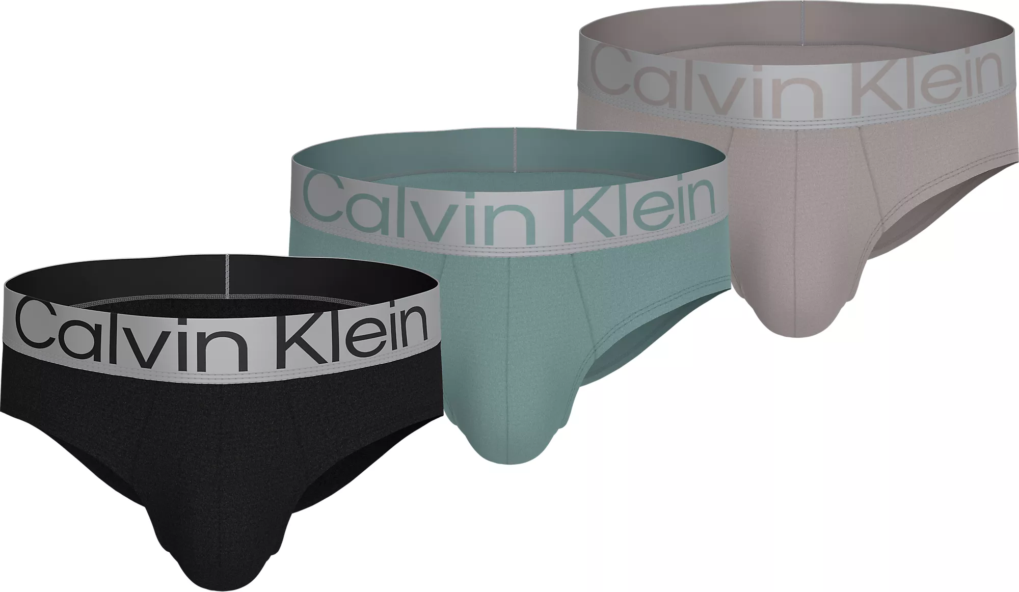 Calvin Klein 3-Pack Heren slips - Hip Brief Reconsidered Steel - Microvezel heren heupslip - Brede tailleband