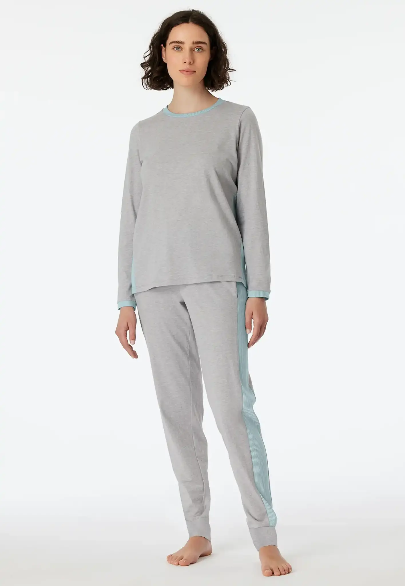 Schiesser dames pyjama katoen - Grey - Maat 50