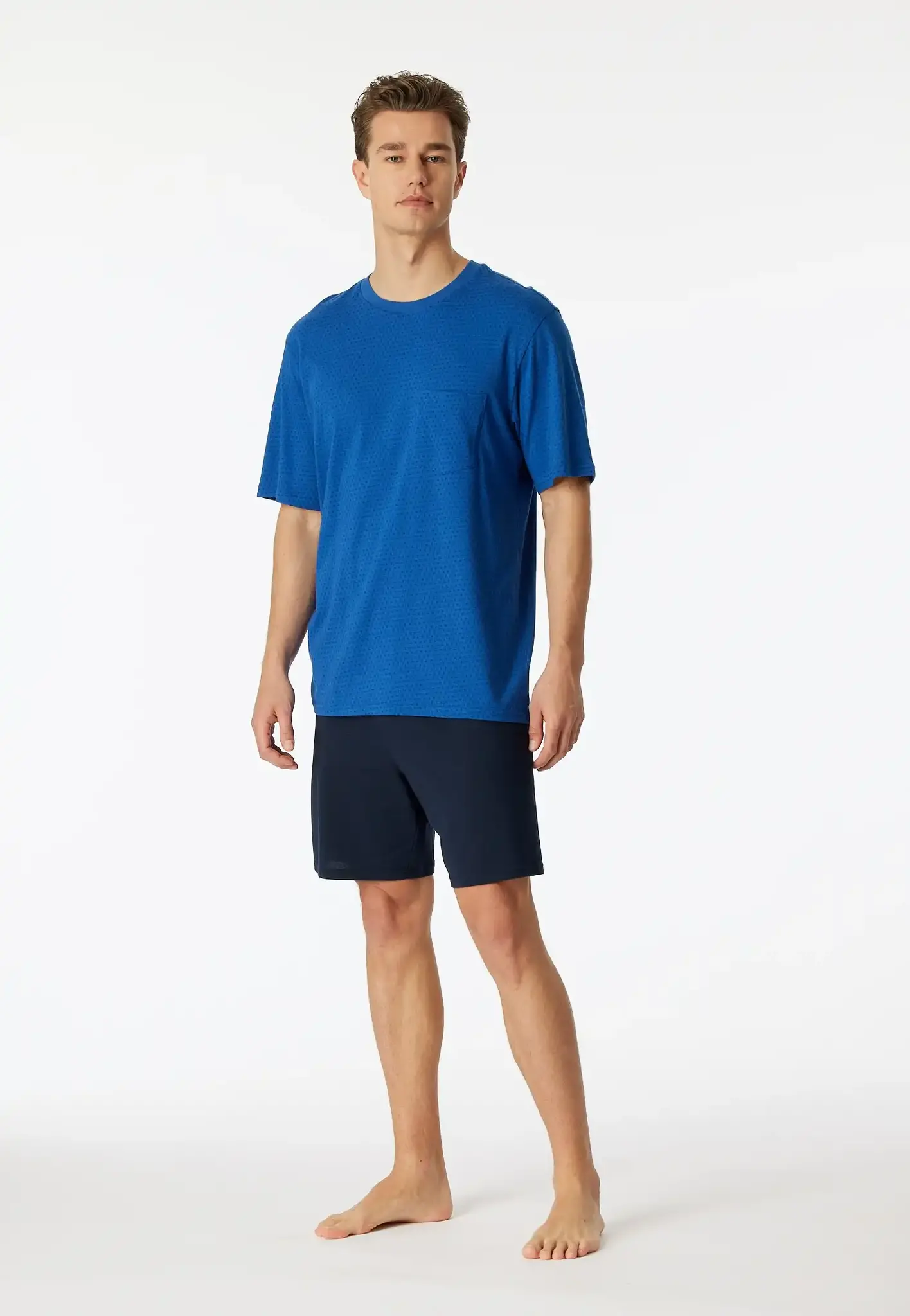 Schiesser heren shortama - Indigo - Katoen - maat 50