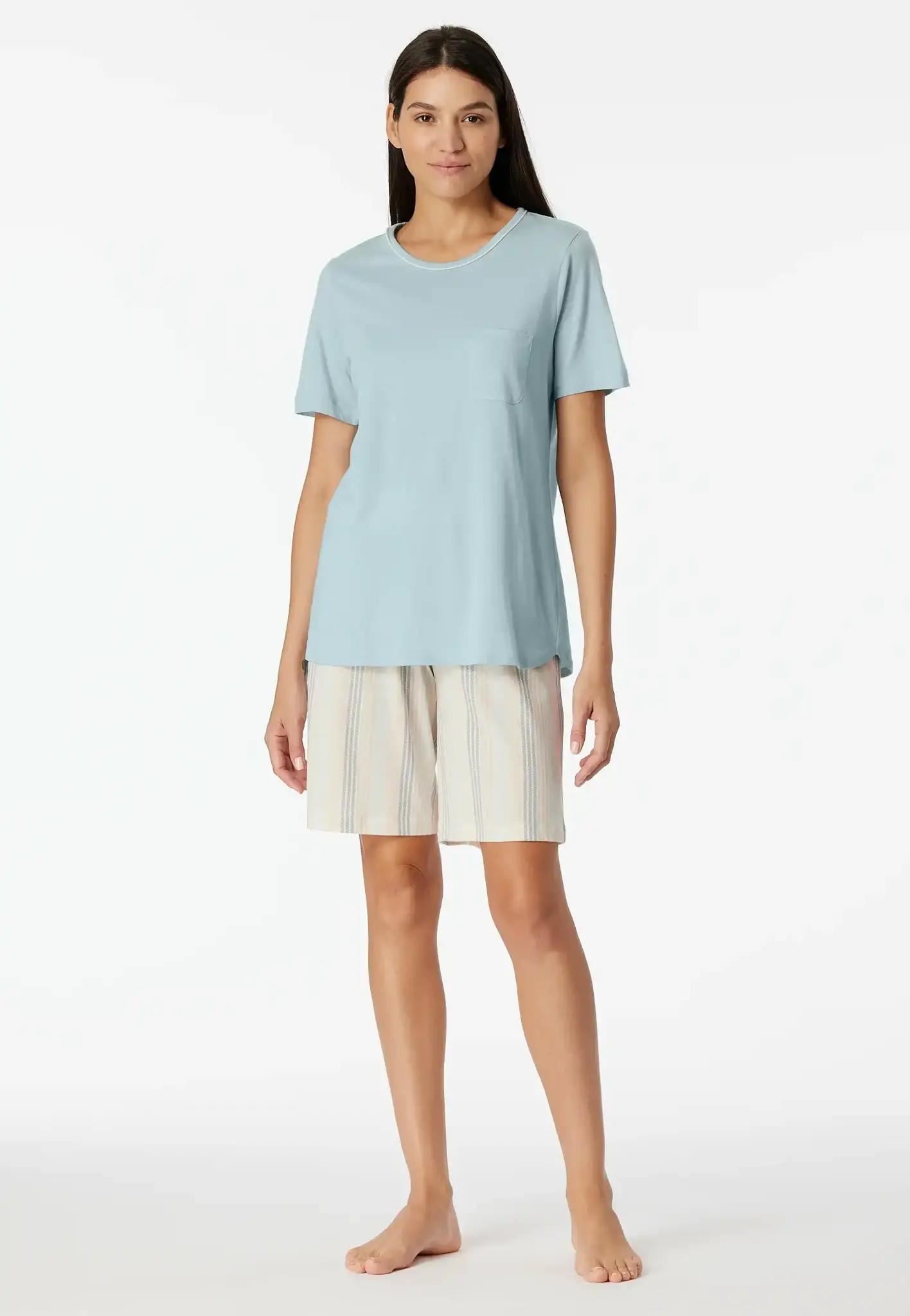Schiesser dames shortama - Bluebird - Dames pyjama korte mouwen - Korte broek - Zomer pyjama