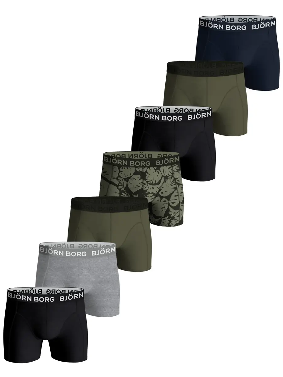 Bjorn Borg 7-Pack jongens boxershorts - Green Jungle - Multipack katoenen jongens onderbroeken