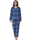 Pastunette Dames Pyjama Flanel met knoopsluiting - Blauw