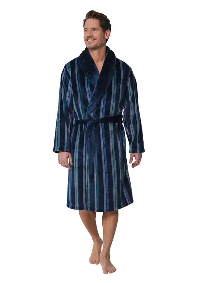 Pastunette Fleece heren badjas - Blauw Pastunette Fleece heren badjas - Blauw