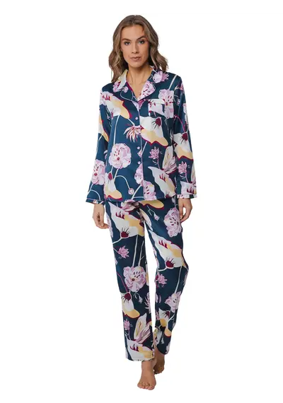 Pastunette Dames Pyjama Satijn - Lange mouwen - Blauw Pastunette Dames Pyjama Satijn - Lange mouwen - Blauw