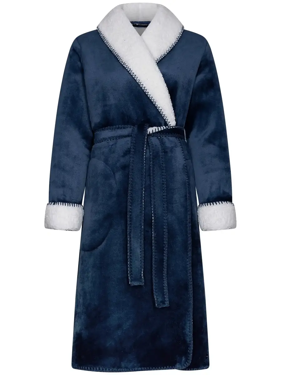 Pastunette dames Badjas Fleece - Morning Gown - Warme winter ochtendjas donkerblauw Pastunette dames Badjas Fleece - Morning Gown - Warme winter ochtendjas donkerblauw