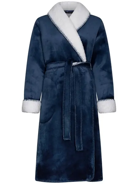 Pastunette dames Badjas Fleece - Morning Gown - Warme winter ochtendjas donkerblauw Pastunette dames Badjas Fleece - Morning Gown - Warme winter ochtendjas donkerblauw