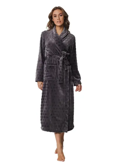 Pastunette dames Badjas Fleece - Grijs - Morning Gown Pastunette dames Badjas Fleece - Grijs - Morning Gown