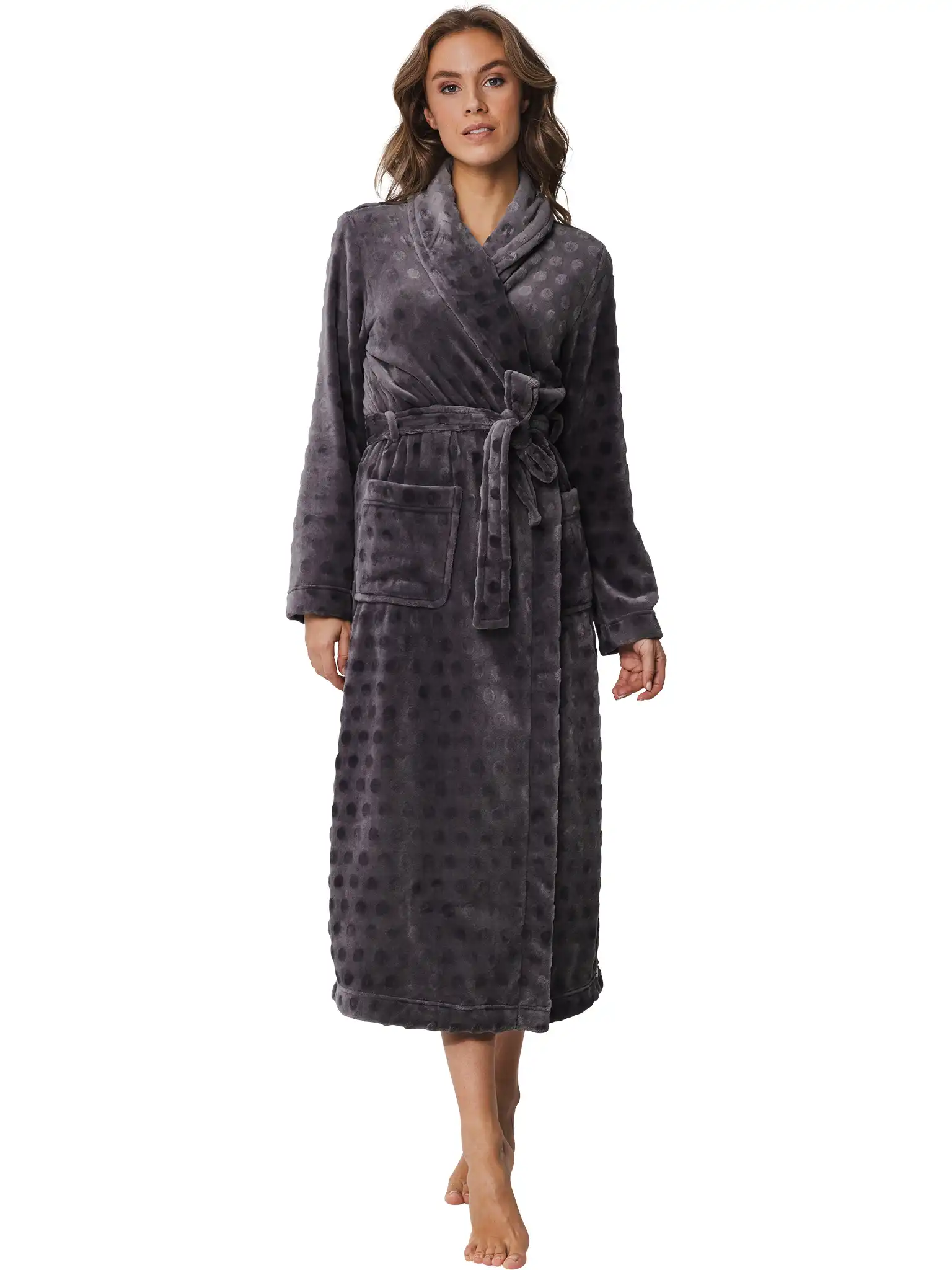 Pastunette dames Badjas Fleece - Grijs - Morning Gown