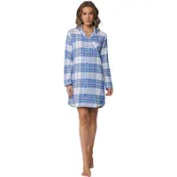 Rebelle Flanellen dames nachthemd lange mouw - Blauw geruit Rebelle Flanellen dames nachthemd lange mouw - Blauw geruit