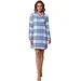 Rebelle Flanellen dames nachthemd lange mouw - Blauw geruit - 100% katoen - Blauw