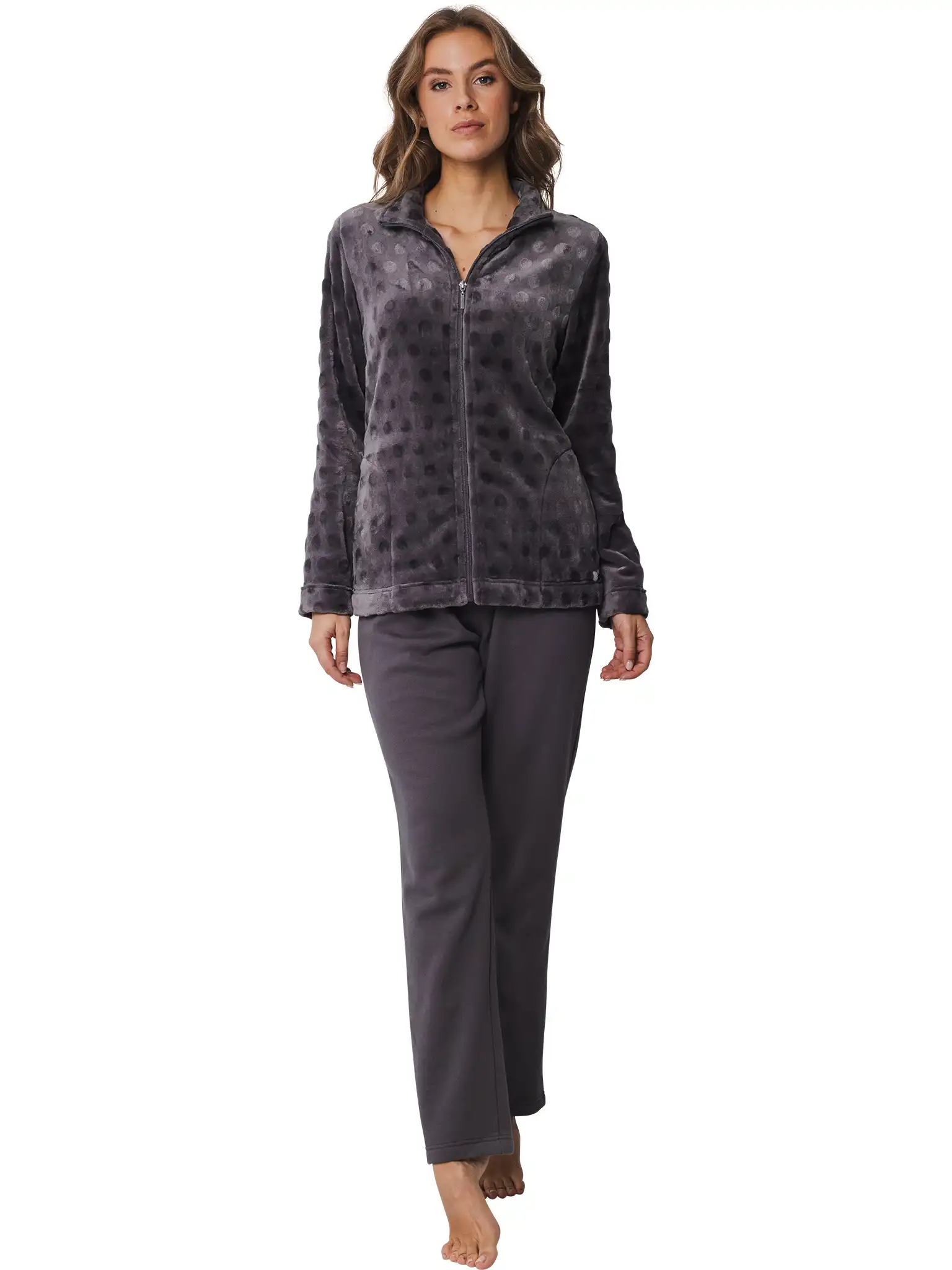 Pastunette fleece huispak dames - Grijs - Warm 2-delig winter huispak - Pyjamapak vrouwen