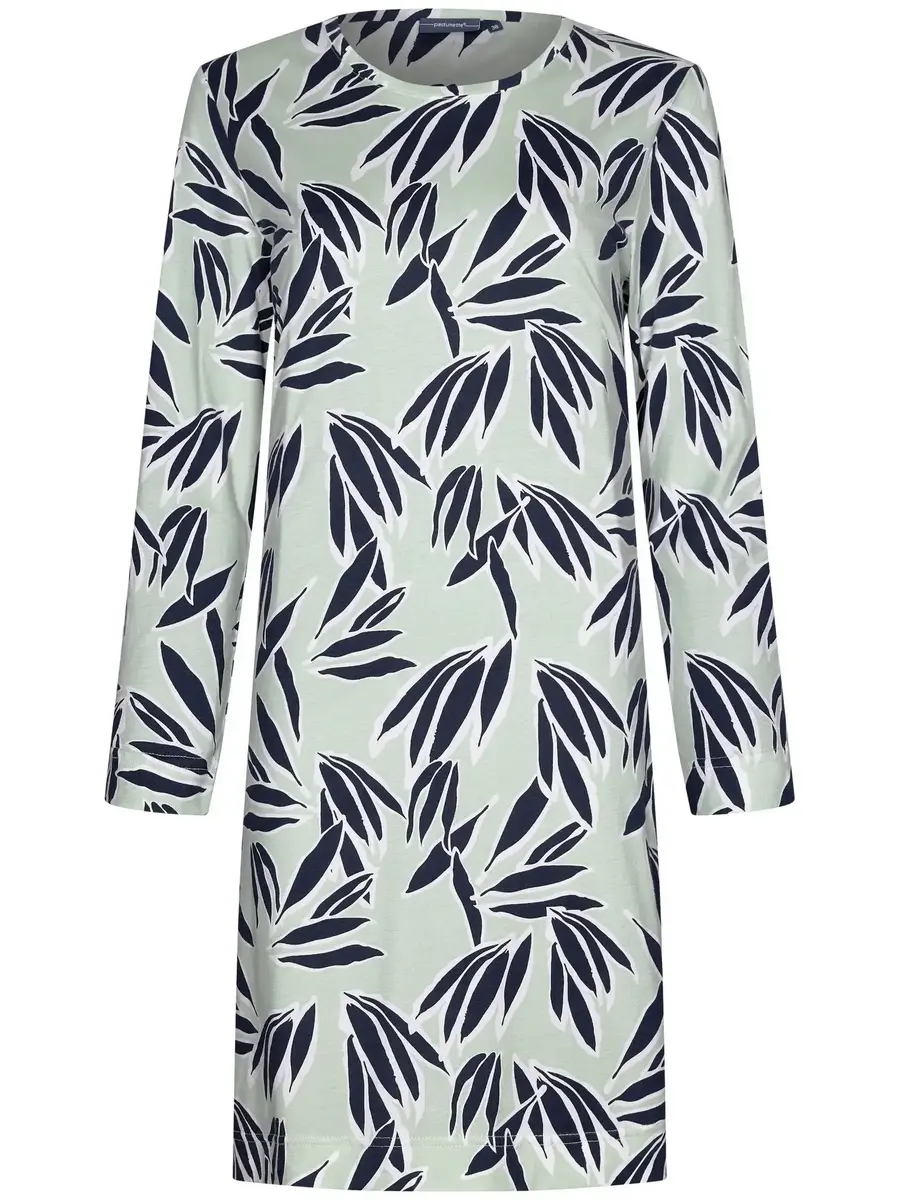 Pastunette Dames nachthemd katoen met lange mouwen - Groen - 100% katoenen nachtjapon dames