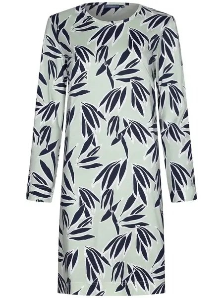 Pastunette Dames nachthemd katoen met lange mouwen - Groen - 100% katoenen nachtjapon dames