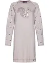 Rebelle dames nachthemd lange mouw - Beige nachtjaon ronde hals tricot