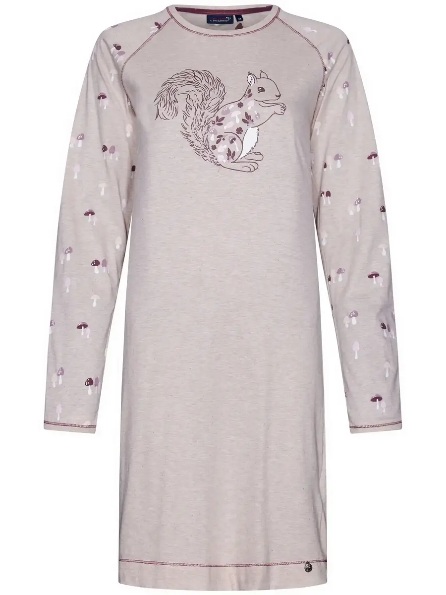 Rebelle dames nachthemd lange mouw - Beige nachtjaon ronde hals tricot Rebelle dames nachthemd lange mouw - Beige nachtjaon ronde hals tricot