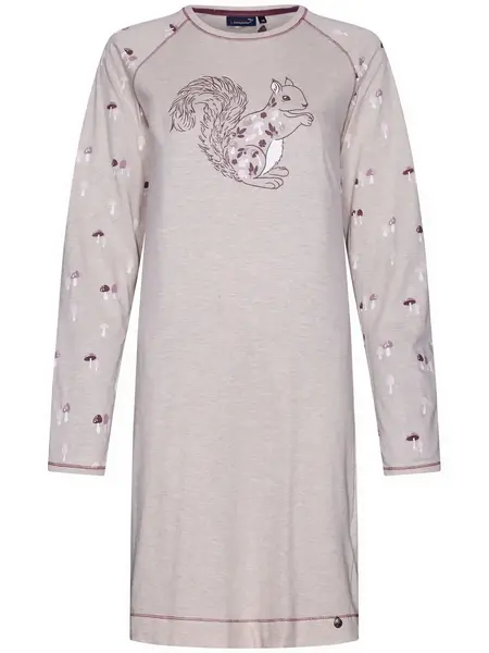 Rebelle dames nachthemd lange mouw - Beige nachtjaon ronde hals tricot Rebelle dames nachthemd lange mouw - Beige nachtjaon ronde hals tricot