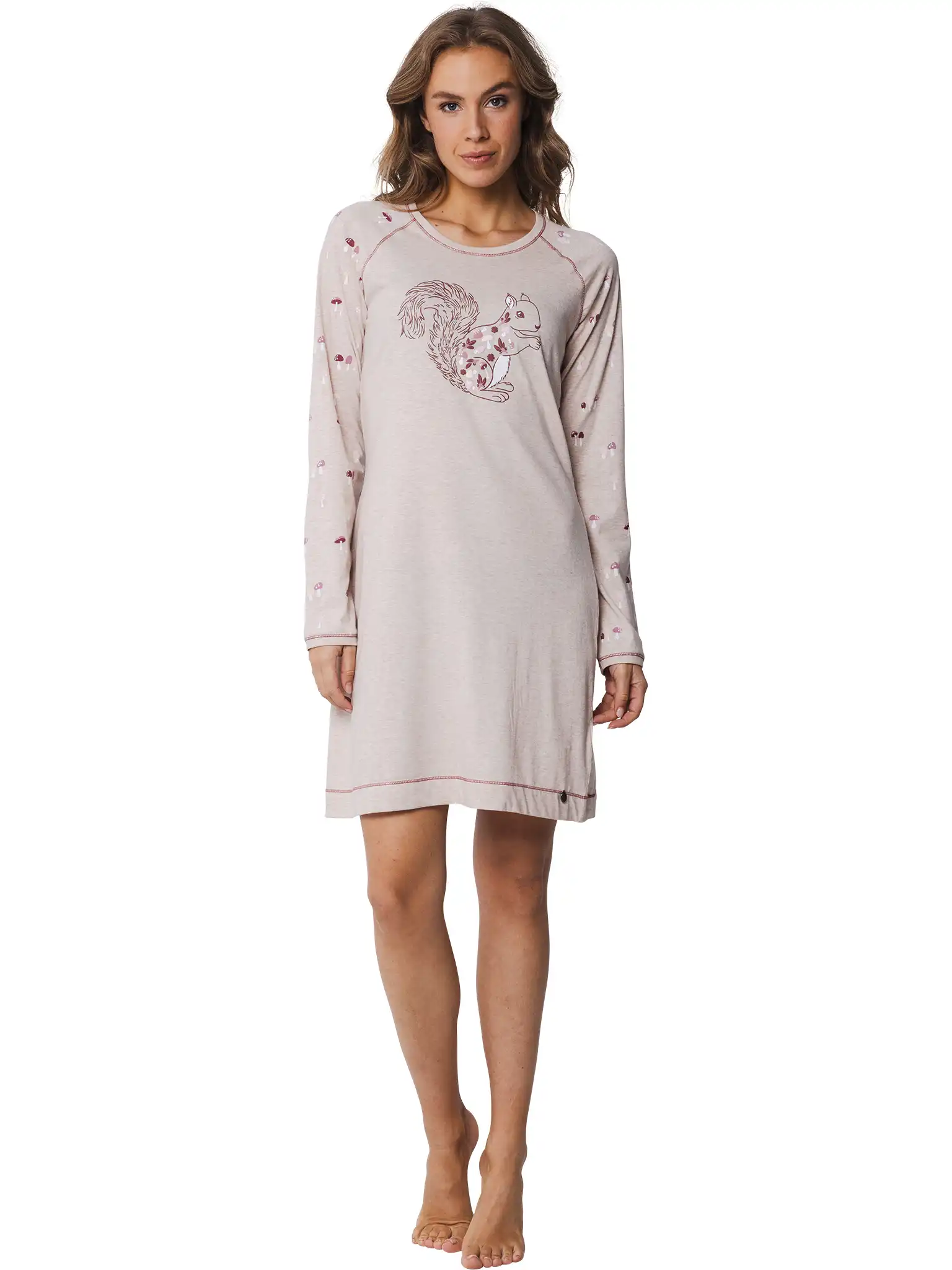 Rebelle dames nachthemd lange mouw - Beige Rebelle dames nachthemd lange mouw - Beige