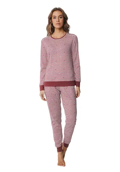 Rebelle Dames Pyjama katoen met lange mouwen - Rood Rebelle Dames Pyjama katoen met lange mouwen - Rood