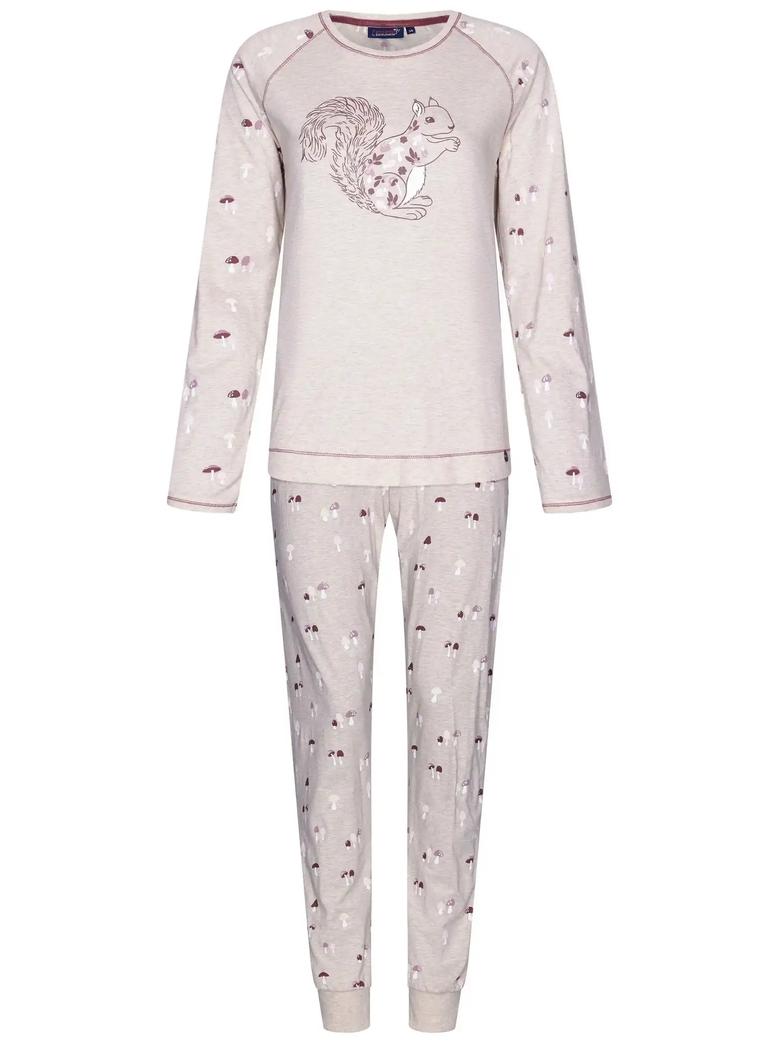 Rebelle Dames Pyjama katoen met lange mouwen - Beige